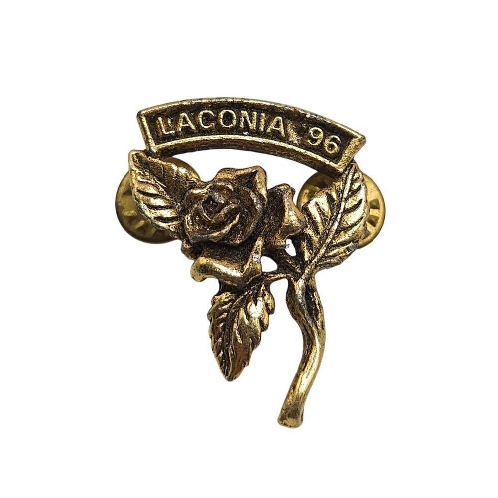 Vintage Laconia 96 Rose Pin Brooch Gold Tone